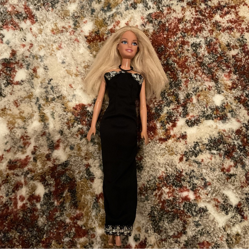 Barbie Doll in Elegant Black Dress with Blonde Hair